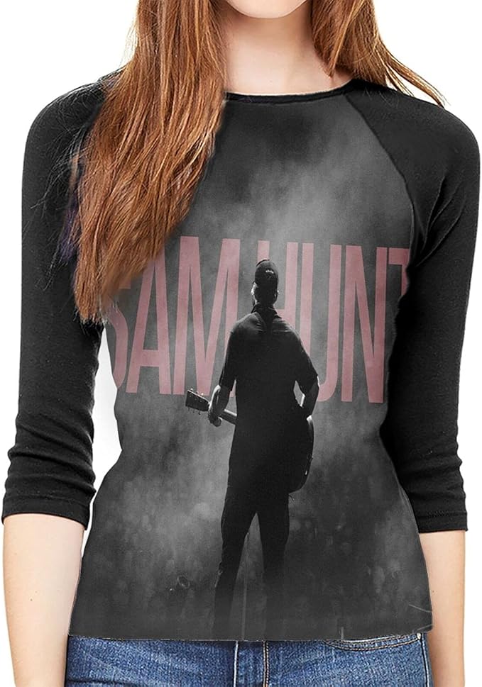 Sam Hunt T Shirt Woman's 3/4 Long Raglan Sleeve Tees Stylish Round Neck Clothes
