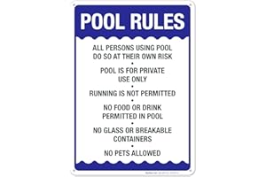 SIGO SIGNS Pool Rules Sign, No Food or Drinks Pool Sign, 10x14 Inches, Rust Free .040 Aluminum, Fade Resistant, Made in USA