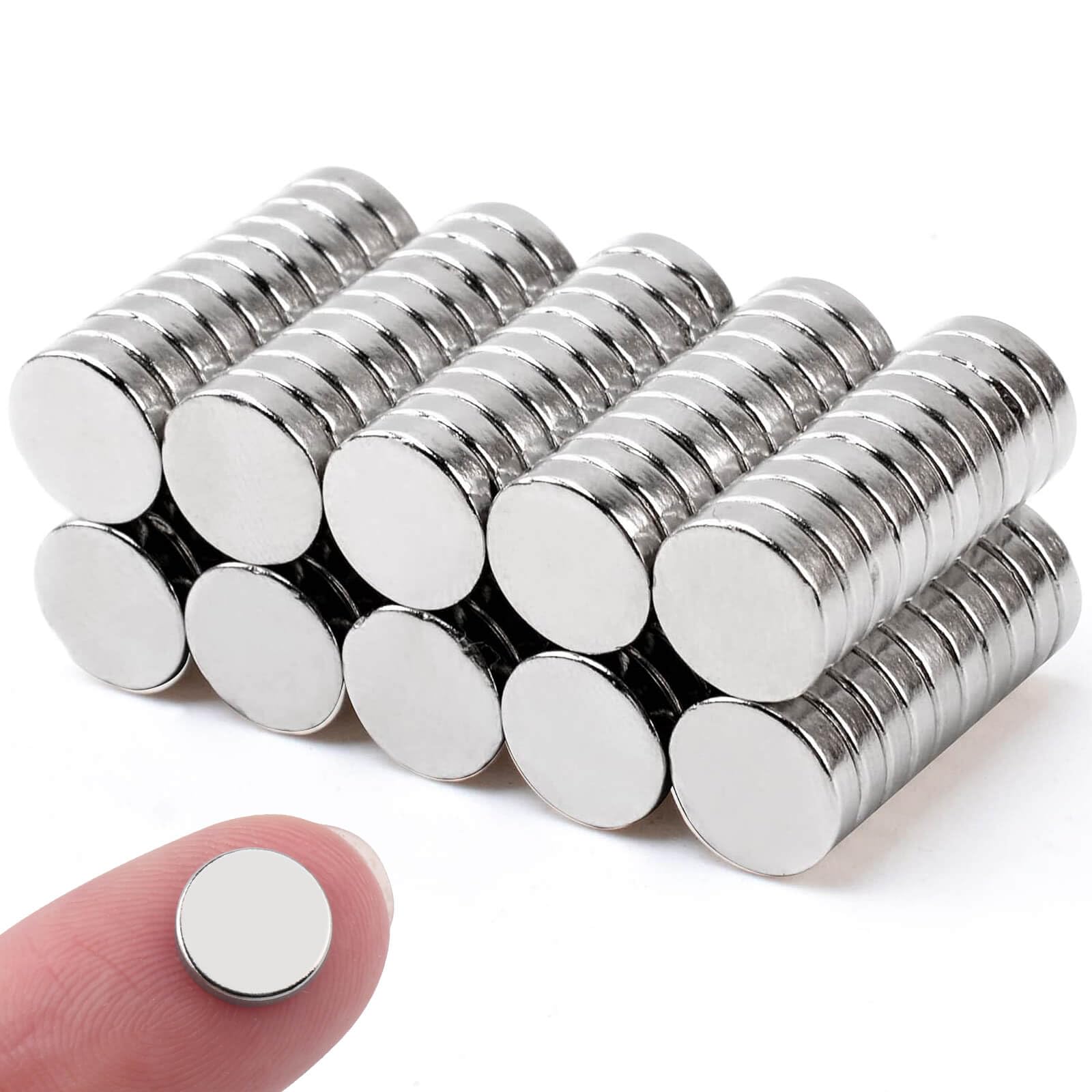 DGDUBRB 100pcs Small Strong Round Silver Neodymium Magnets, 8x2mm, Heavy Duty for Crafts, Refrigerator, DIY, Office, Whiteboard