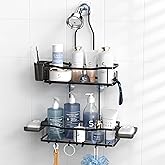 Aitatty Hanging Shower Caddy Bathroom Organizer: Rustproof Shower Shelf Racks Over Shower Head - No Drilling Inside Bath Shower Rack Shelves Over Showerhead for Shampoo with Soap Holder Black