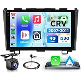 4+128G for Honda CRV 2007-2011 Android 15 Car Stereo with Wireless Carplay/Android Auto, 9 Inch in-Cell Touch Screen Bluetooth Car Radio Support 5Ghz-WiFi GPS USB FM/RDS SWC HiFi Audio Backup Camera