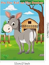 FEPITO Pin the Tail on the Donkey Party Game 24 Tails Kids Birthday Decor view 2