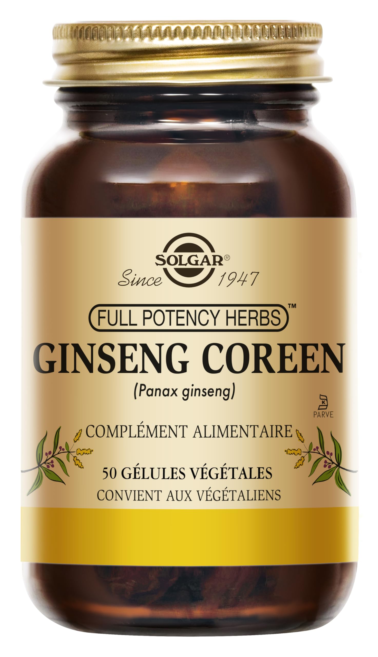 Solgar Korean Ginseng Vegetable Capsules - Pack of 50 - Improves Concentration - for Energy and Vitality - Vegan, Gluten Free and Kosher