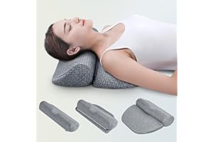 DEMELON 6-IN-1 Adjustable Cervical Neck Pillows for Pain Relief Sleeping, Memory Foam Bolster Pillows with Detachable Pad, Neck Support Pillow for Body Lumbar Knee Leg Back Orthopedic Neck Roll (Grey)