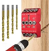 30 45 90 Degree Angle Drill Guide Jig for Hand Drill, Angle Drill Guide for Straight Holes and Angle Drilling, used for Stairs Handrails, Cable Railings, Decks, and Wood Posts Level design,with 4 Bits