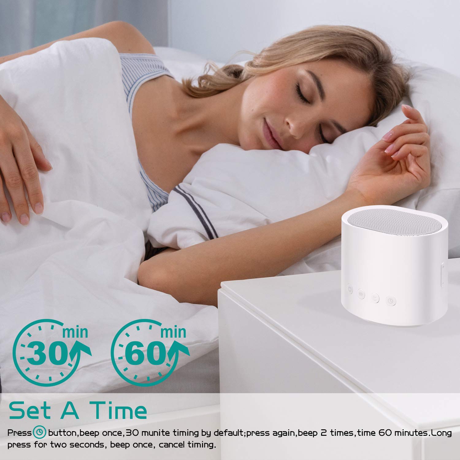 White Noise Machine for Sleeping，Sound Machine with Timer for Baby Kids Adult Sleeping & Relaxation，Sleep Sound Therapy for Home,Office,Travel