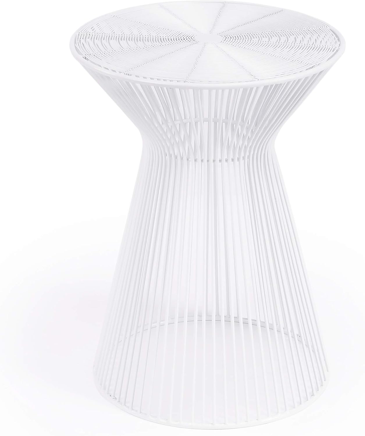 Butler Greeley Metal Lightweight Industrial-Look Round End Table - White