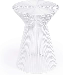 Butler Greeley Metal Lightweight Industrial-Look Round End Table - White