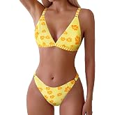 ZAFUL Women's 2 Piece Floral Print Swimsuit Triangle String High Cut Bikini Sets Bathing Suit