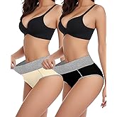 ZENUTA Cotton Underwear for Women High Waist Full Coverage Briefs Soft Stretchy Panties Breathable Underpants 2-5 Pack