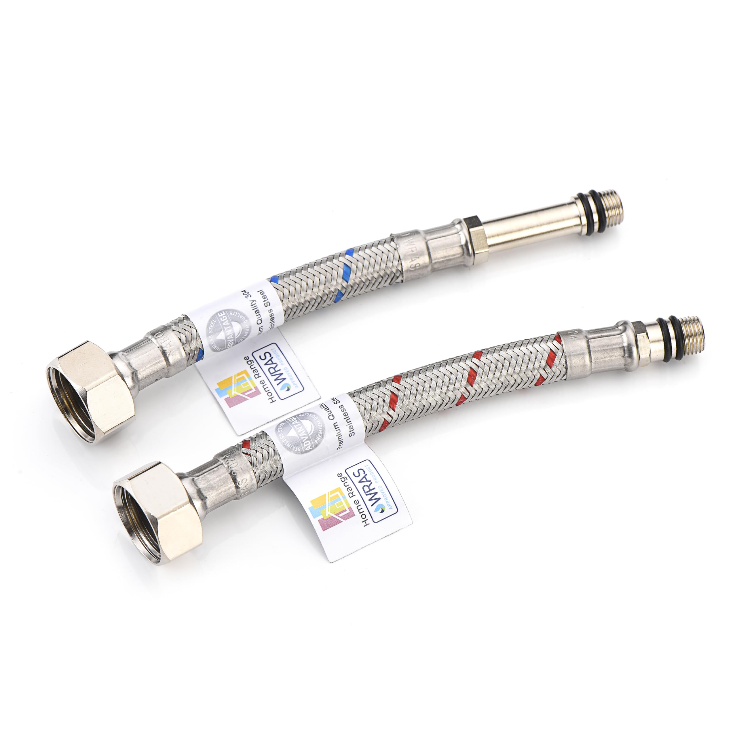 Home Range 2X M10 x 1/2, |9 Lengths|150mm Flexible Tap Connectors, Braided Stainless Steel Flexi for Kitchen & Basin Monobloc Mixer Taps, WRAS Approved, Rust & Corrosion Resistant, 1/2" BSP UK Fitting