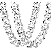 Riuziyi 2Pack Big Chunky Plastic Hip Hop Chain for Men, Fake Gold Silver Turnover Chain 90s Necklace Costume Accessory