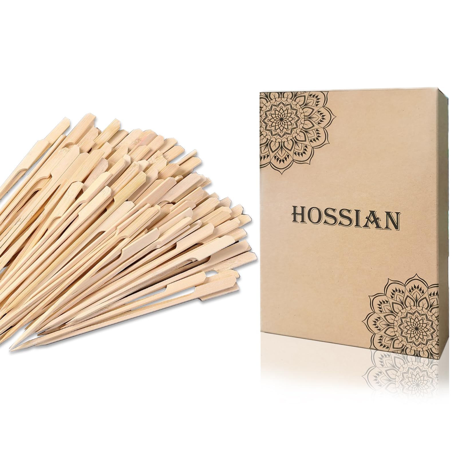 HOSSIAN 3.54 inch Bamboo Paddle Picks Skewers Toothpicks-Skewers-Sticks Grilling -Carmel Apple Bar-Chocolate Fountain for Appetiser,BBQ,Crafting and Party (9CM 200PCS)