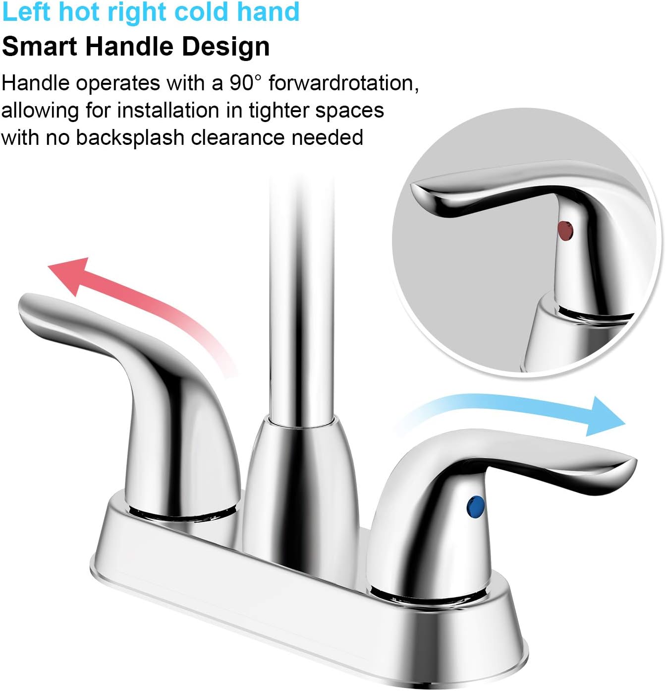 SOKA Two Handles Centerset Bathroom Faucet For Sink High Arc Stainless Steel With Deck Plate & Pop-Up Drain Assembly Fit 3 Hole Installation, Chrome (SK18001C) - - 