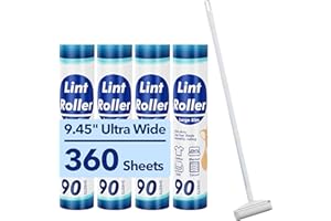 Large Lint Rollers for Carpet, 9.45'' Sticky Rollers for Floor with 360 Sheets, Extendable Long Handle Sticky Mop for Cleanin