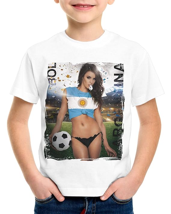 style3 WM 2018 Soccer Girl Deutschland T-Shirt für Kinder Fußball Trikot Germany Weiss