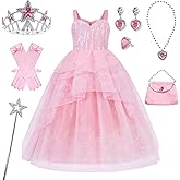 Wicked Costume Girls Kids Pink Princess Dress Party Halloween Cosplay Outfits with Accessories