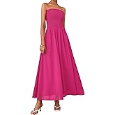 PRETTYGARDEN Women's Strapless Wedding Guest Maxi Dresses 2025 Summer Trendy Elegant Classy Smocked Tube Long Flowy Sundress