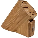 Shun Bamboo Oval Knife Block, 13 Slot Large Knife Holder, Made from Genuine Bamboo, Kitchen Storage for Professional and Home Chefs