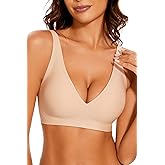 MOEOZLLO Deep V Bras for Women No Underwire Adjustable Straps Comfort Wireless Bralettes Seamless Plunge Everyday Push Up Bra