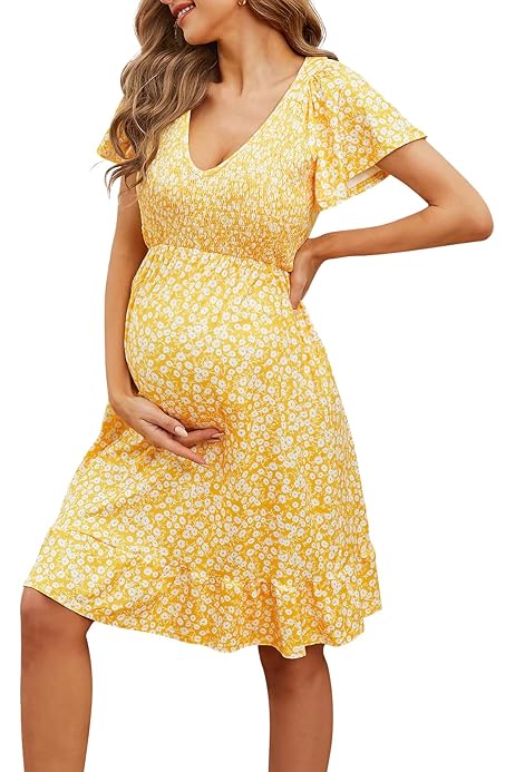 Casual Maternity Dress Yesfashion Women's Maternity Short Sleeve