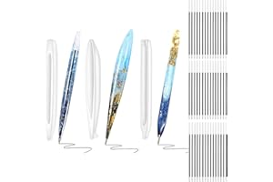BUQIUREN 3 Pieces Pen Resin Mold, Epoxy Resin Molds with 45 Pieces Ink Pen Refills,Ballpoint Pen Silicone Molds Resin Casting Molds for DIY Resin Crafts Making and Student Gift
