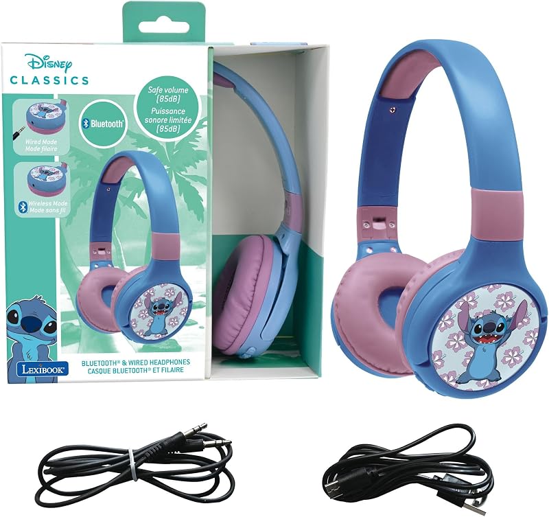 Lexibook Disney Stitch 2in1 Bluetooth Wired Headphones Microphone Control