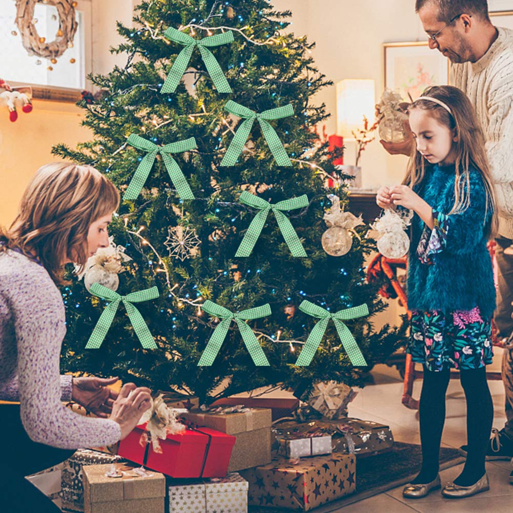 Buffalo Ribbon Decoration-25 Yards ×1 Inch Green Gingham Ribbon, Decorate Your House,Staircase and DIY Any Kind of Style You Like