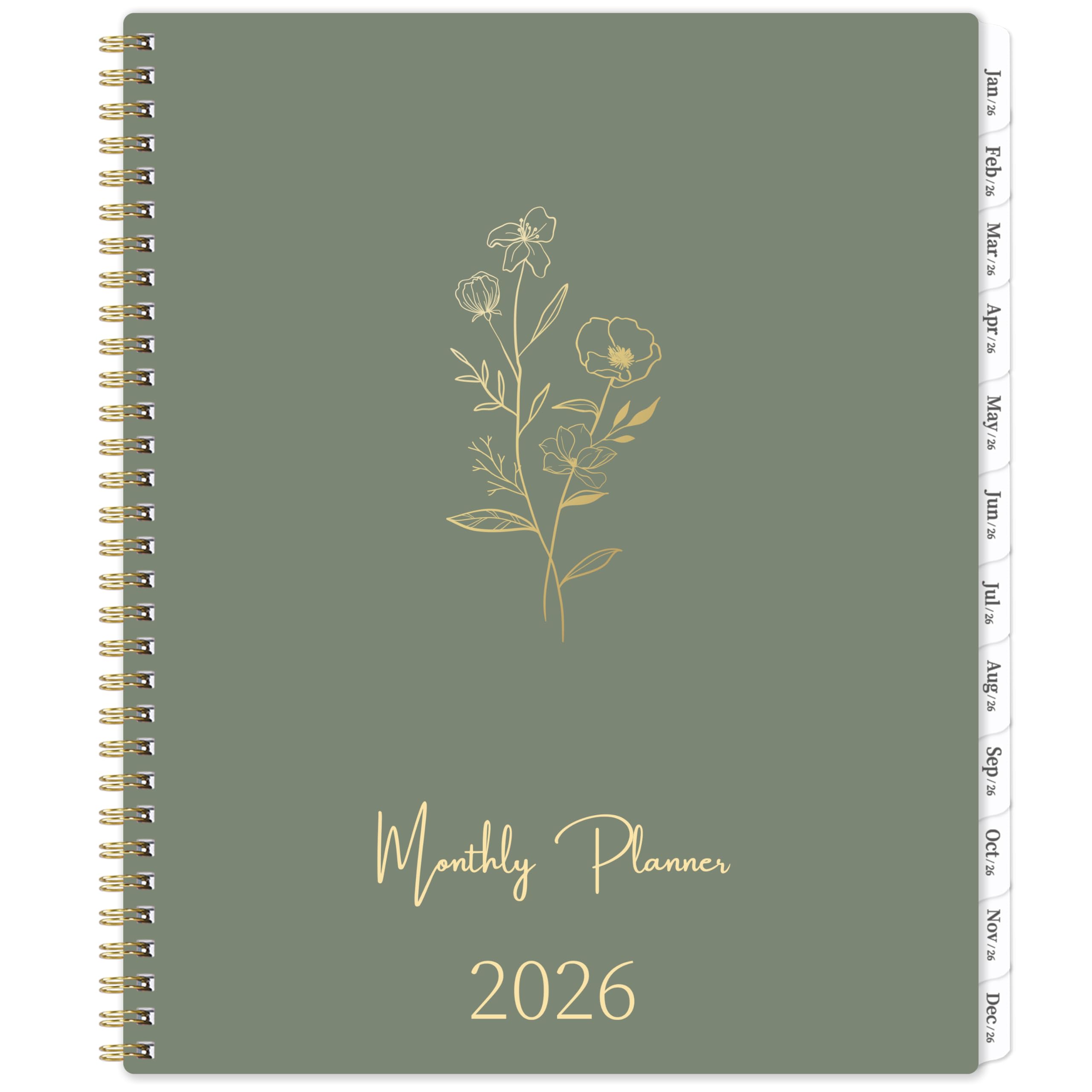 Photo 1 of 2026 Monthly Planner - 2026 Calendar Monthly Planner, JAN. 2026 - DEC. 2026, 9" x 11", Tabs & Note Pages, Spiral Binding, Thick Paper, Back Pocket