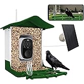 KAJFHIAQ Smart Bird Feeder with Camera,2.1L-with Camera with AI Identify Birds Species & Solar Panel, 2K Live View, Chew-Proof & Waterproof Design, Real-Time App Alerts, Gift for Bird Lovers (Green)