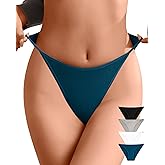 K-CHEONY Womens Cotton High Waisted String Bikini Underwear No Show High Cut Cheeky Lightweight Ladies Panties 4 Pack