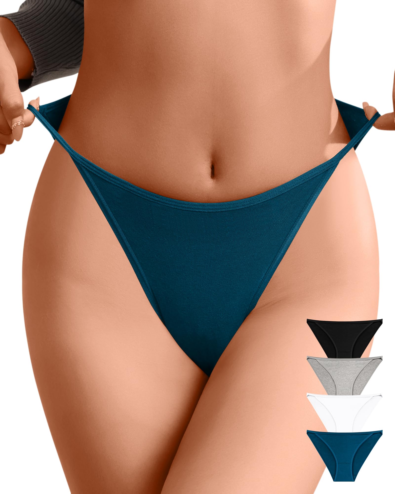 Photo 1 of K-CHEONY Womens Underwear Cotton High Waisted No Show High Cut String Bikini Cheeky Ladies Panties Pack S