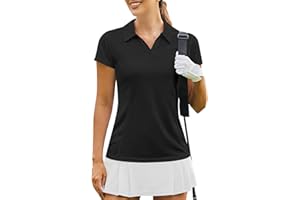 PINSPARK Womens Golf Shirt Short Sleeve Polo Shirts Quick Dry Tennis Tops V-Neck with Collar Pickleball Shirts Golf Outfits