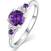 Vesitim Celtic Knot Rings for Women 925 Sterling Silver Solitaire Ring Wedding Engagement Band Round Birthstone Jewelry Size 5-10