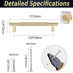 Zernmiarder Knurled Cabinet Pulls 2 Pack, 5 Inch