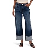KUT from The Kloth Womens Sienna High-Rise Straight Leg-roll Up 5" in Clarity