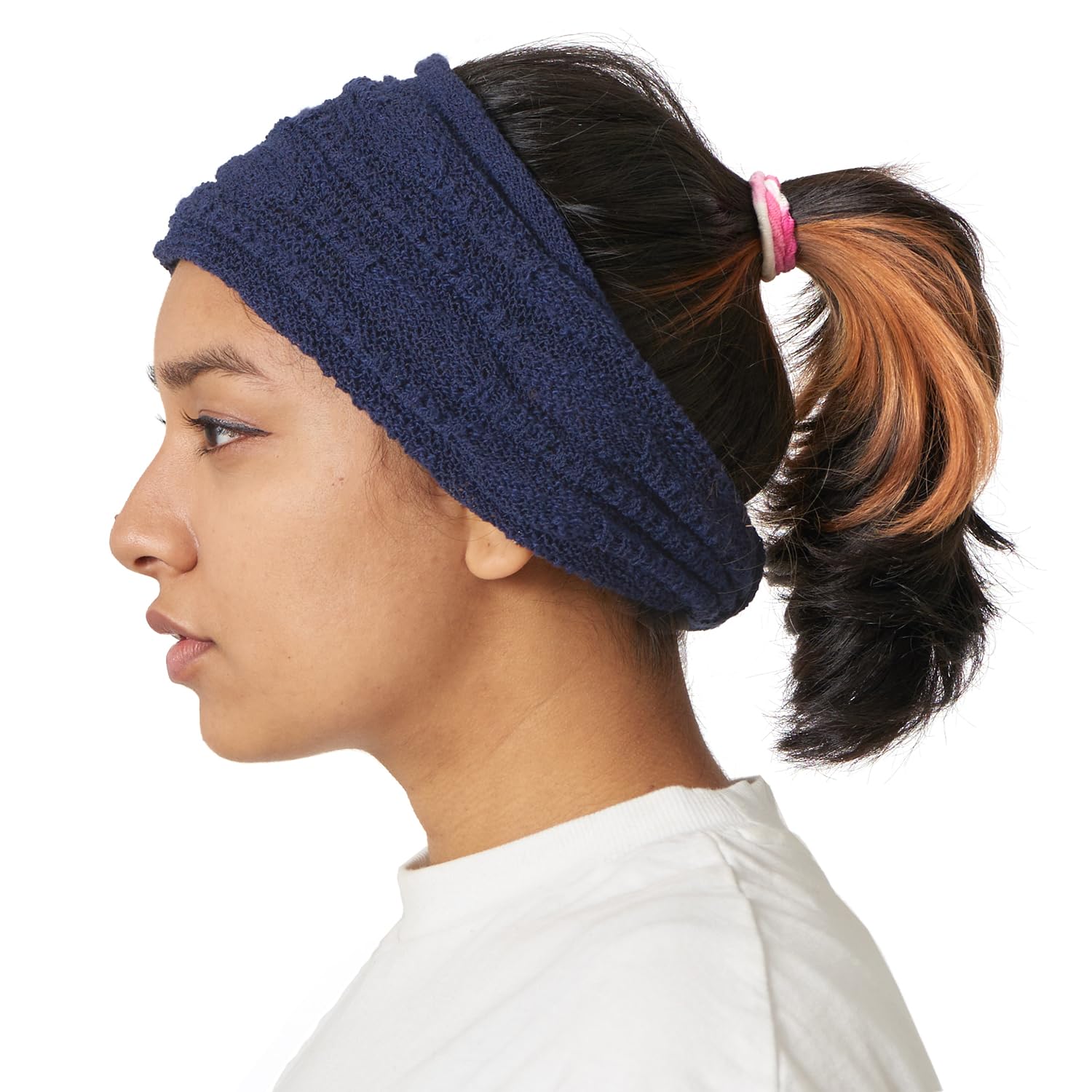 CHARM 100% Cotton Headband Mens - Womens Lightweight Mesh Fabric Hairband Hair Band Accessory Unisex Navy