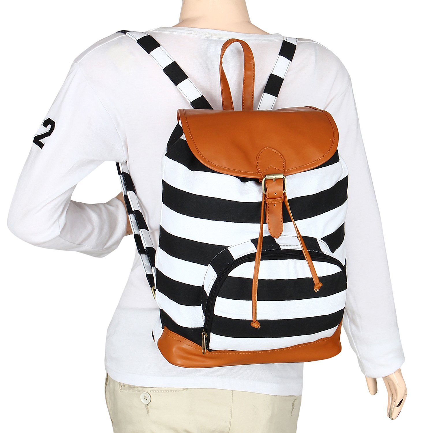 kleio women's canvas stylish casual backpack for college and outing(multicolour, bnb360ly-bl)