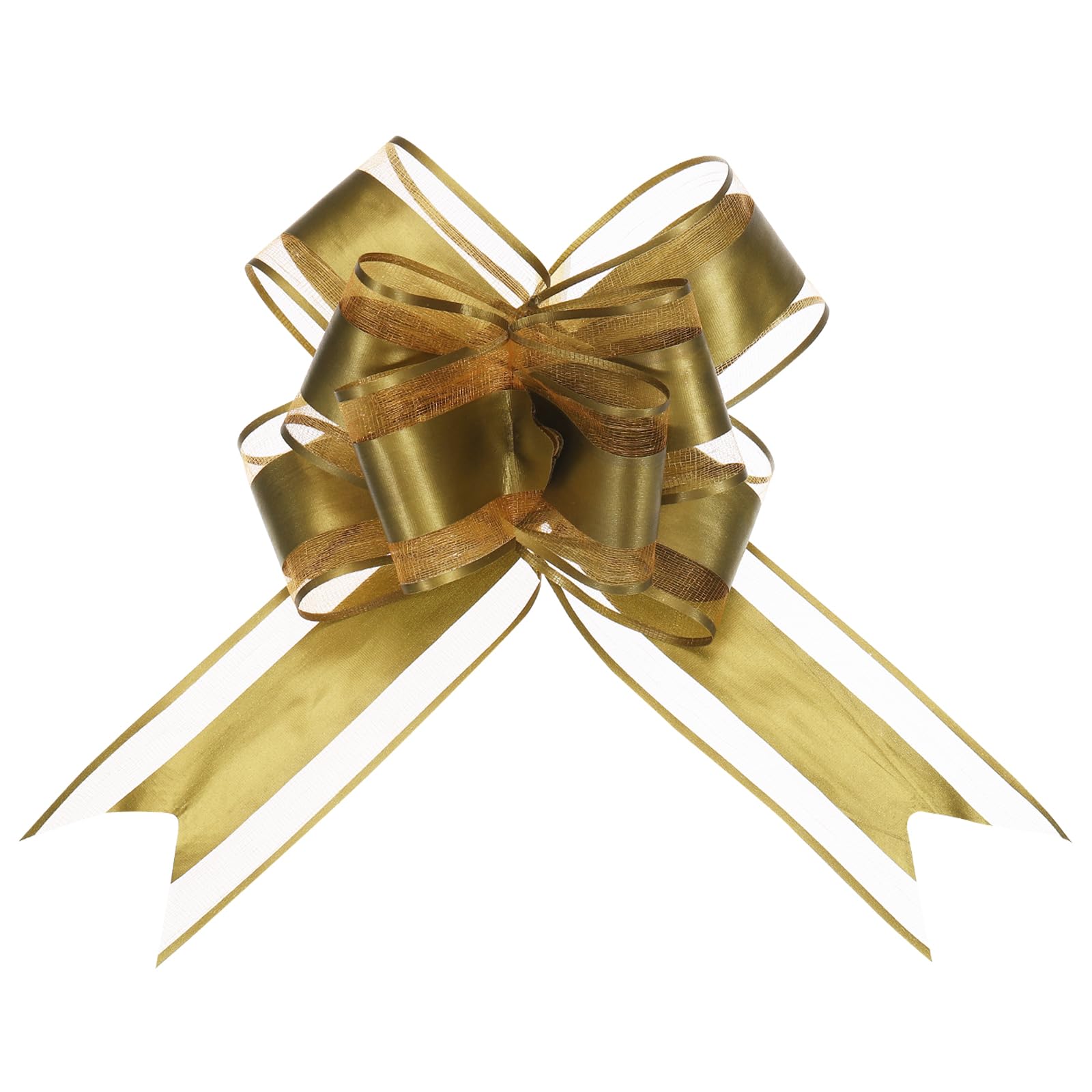 Uxcell 10pcs 9 Inch Giant Large Pull Bow Gift Wrapping Organza Bows Ribbon Gold for Wedding Baskets Presents Christmas