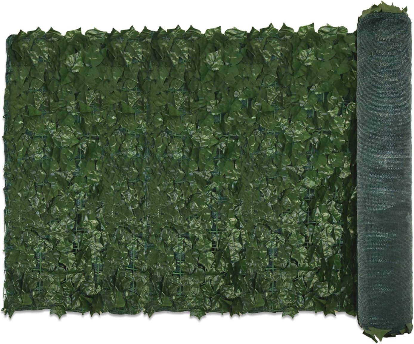 E&K Sunrise 39" x 97" Faux Ivy Privacy Fence Screen with Mesh Back-Artificial Leaf Vine Hedge Outdoor Decor-Garden Backyard Decoration Panels Fence Cover - Set of 1
