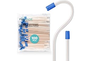 Pruvade Dental Saliva Ejectors, 100 Pack, Soft Flexible Valve Tips, Disposable Suction Ejectors for Oral Care, Removes Water, Liquid, Debris, Dentist Equipment, Clear with Blue Tip