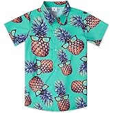 UNICOMIDEA Little & Big Boys Hawaiian Shirt Kids Tropical Luau 3D Print Button Down Shirts for 3-14 Years Old