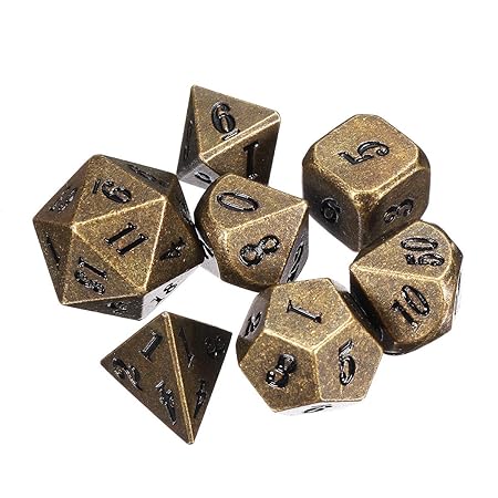 RENCALO Antique Color Heavy Dice Set Polyedrische Würfel Rollenspiele Dice Gadget RPG-2