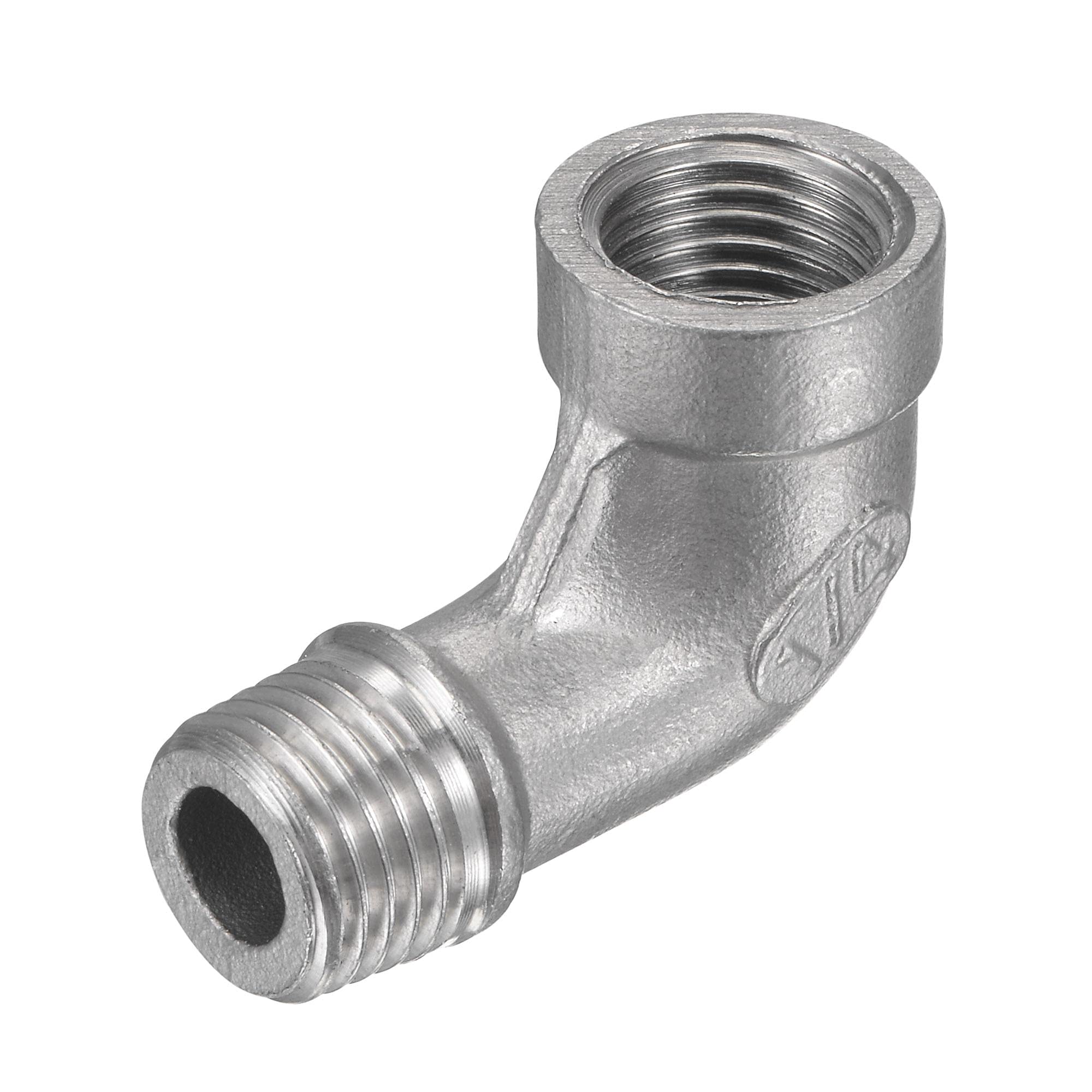 sourcing map Pipe Fitting Elbow 1/4 NPT Male to Female Thread Hose Connector Adapter, 304 Stainless Steel