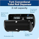 Tork T4 Black Toilet Paper Dispenser Wall Mounted Elevation view 2
