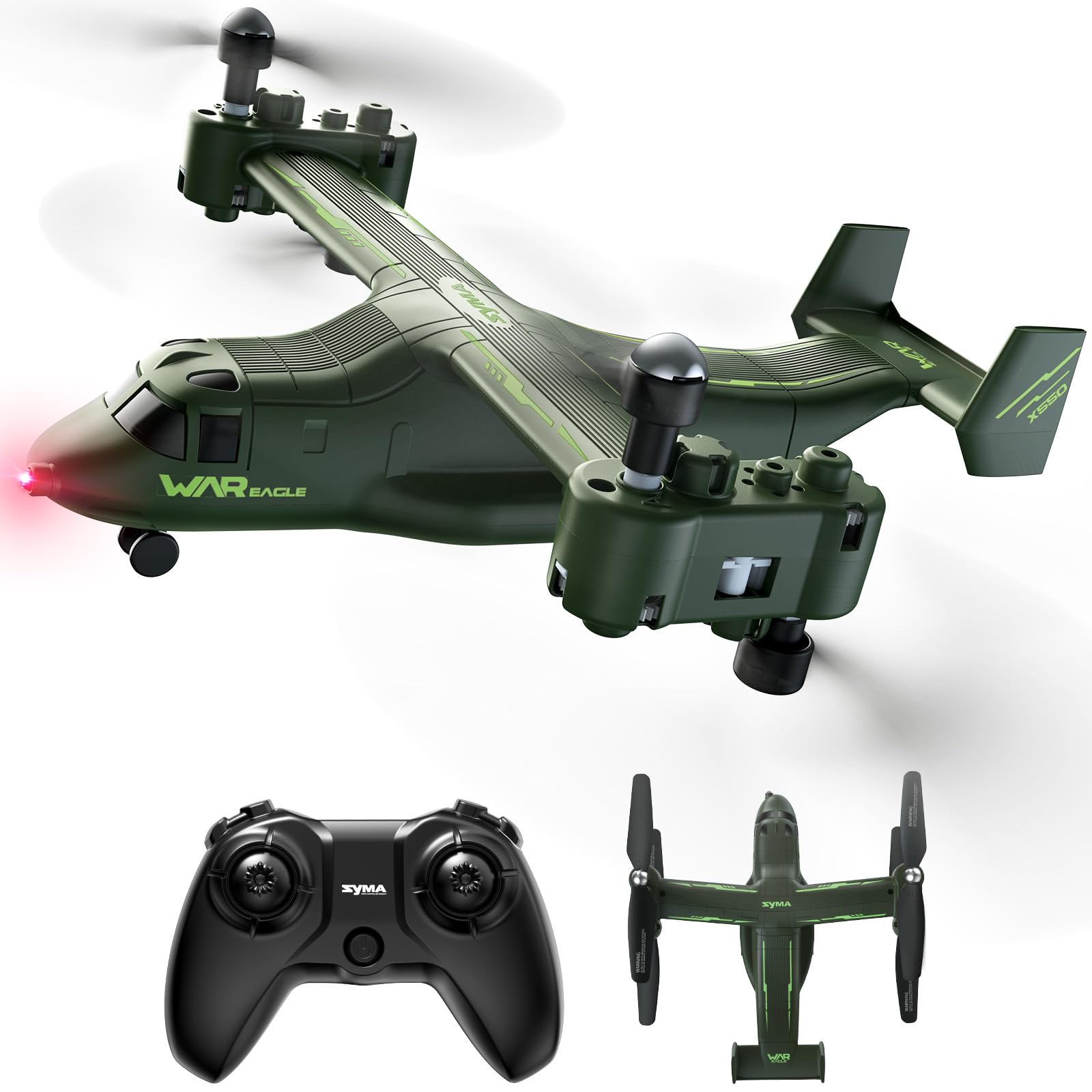 Photo 1 of SYMA X550 RC Plane, 4 CH Remote Control Airplane with High/Low Speed, One-Key Takeoff/Landing, Stunt Flight Modes, Army Model Plane Gift for Kids, Beginners & Adults