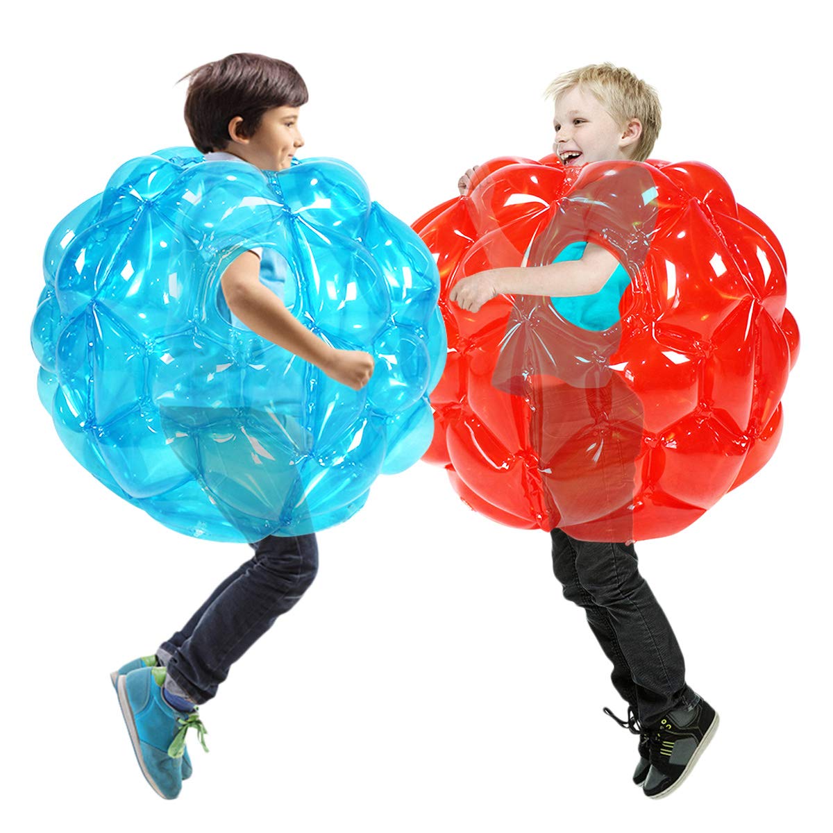 ZHUYNXIR 2 Pc Sumo ball for kid, Bumper balls for Kids, Kids Bouncy balls, Sumo bubble ball for child outdoor team gaming play for 3+ ages,60 cm,blue+red.