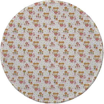 Amazon Co Jp ノンスリップゴムラウンドマウスパッド 秋 秋のファウナ カラー パレットフラワーと蝶 暖かいイメージ装飾 オレンジペールグリーン ブラック 7 87インチx7 87インチx3mm 11 81 X11 81 X5mm パソコン 周辺機器