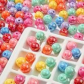 BERMRO 10mm Acrylic Beads Ab Color Beads Acrylic Assorted Colors Beads Round Bubble Beads for DIY Craft Jewelry Necklace Making (ab-Rainbow)