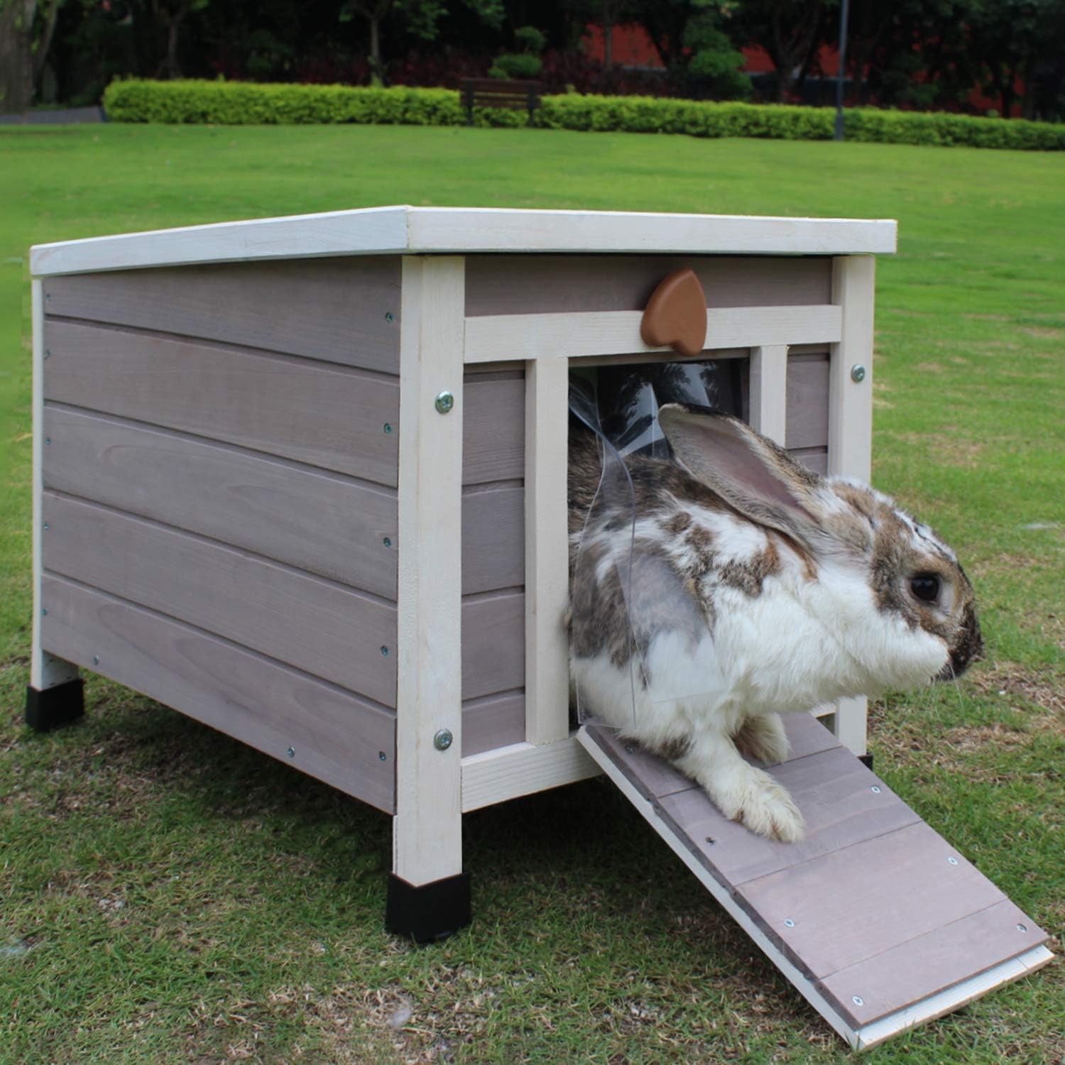 HiCaptain Cat Shelter Outdoor Rabbit Hutch Weatherproof Wooden Small Animal House: Pet Supplies